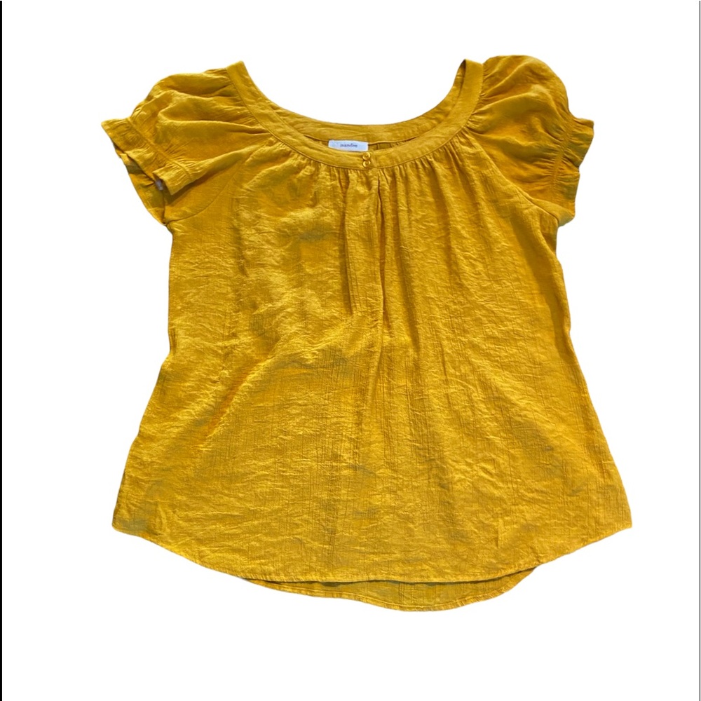 Mustard yellow drape bohemian blouse with puffed sleeves see measurements
